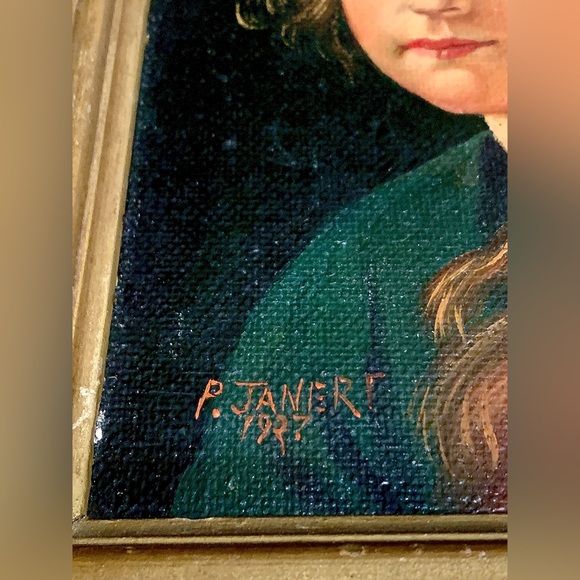 1937 Vintage Paul Janert Artist Signed Framed Oil Painting of Young Girl - Picture 15 of 16